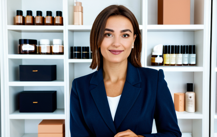 **
"A confident beauty consultant in a bright, modern studio in Lisbon, Portugal, fully clothed in stylish, modest professional attire. She is demonstrating skincare products, perhaps holding a cream jar or applying makeup to herself. Background includes shelves with beauty products and soft, natural lighting. Focus on building trust through transparency. Perfect anatomy, correct proportions, natural pose, well-formed hands, proper finger count, natural body proportions. Safe for work, appropriate content, professional, modest, family-friendly."
**