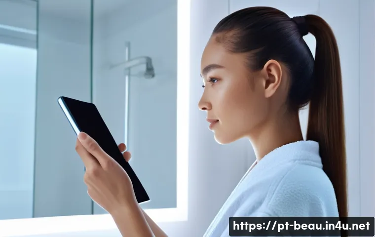 뷰티컨설턴트 업무 자동화 아이디어 - **AI-Powered Skin and Hair Analysis at Home:**
A vibrant, medium shot of a young woman (age 18-2...
