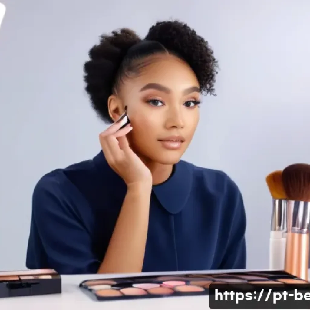 뷰티컨설턴트 관련 유튜브 채널 - A professional beauty content creator in a bright, modern studio setting, wearing stylish yet modest...