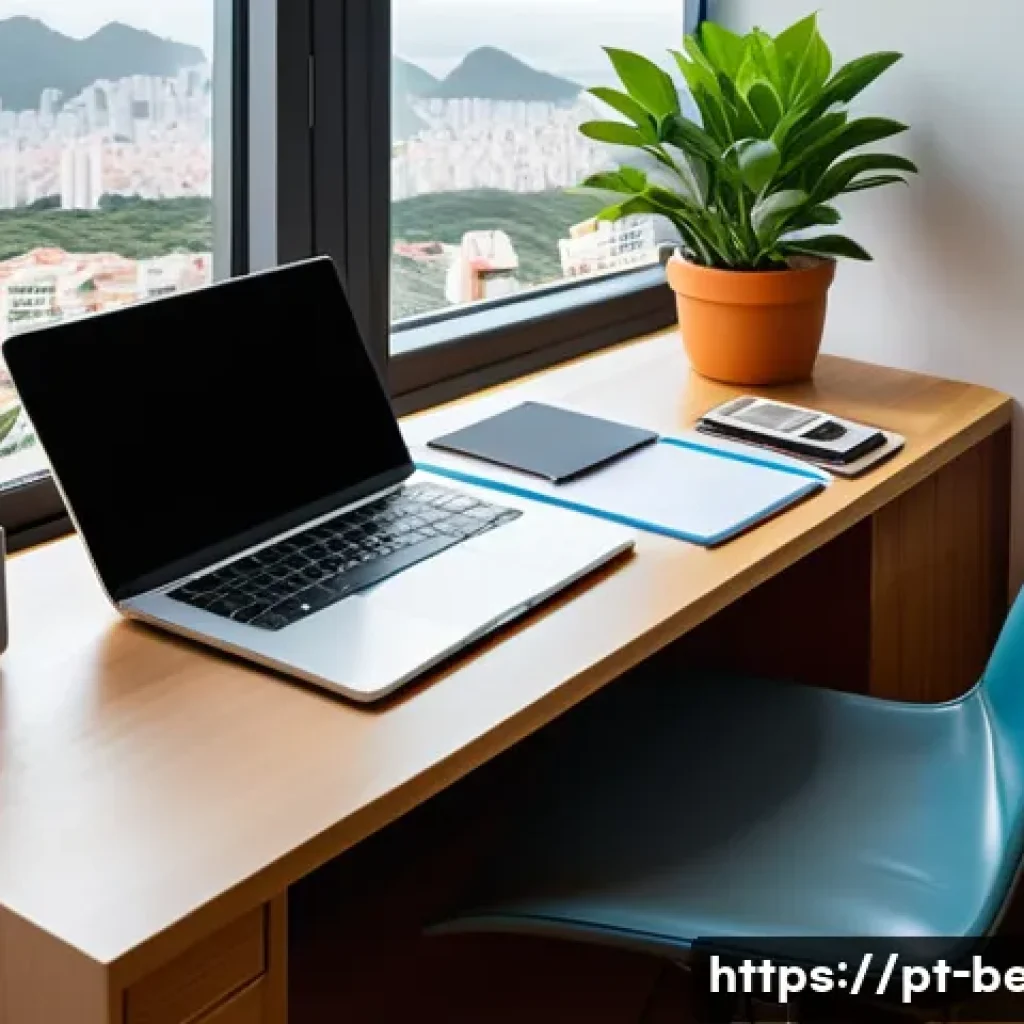 뷰티컨설턴트 주요 시험 준비 사례 - A cozy, well-organized study corner in a modern Brazilian apartment, featuring a clean wooden desk w...