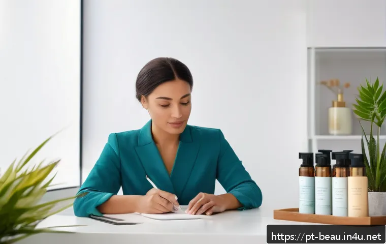 뷰티컨설턴트 직업적 평가 기준 - A professional beauty consultant attentively listening to a diverse client in a modern, bright consu...