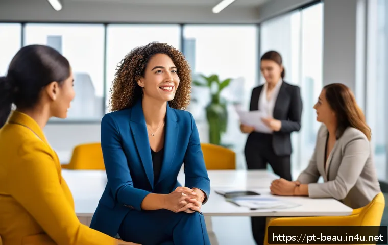 뷰티컨설턴트 조직 내 역할 확대 - A professional corporate beauty consultant conducting a personalized style and posture coaching sess...
