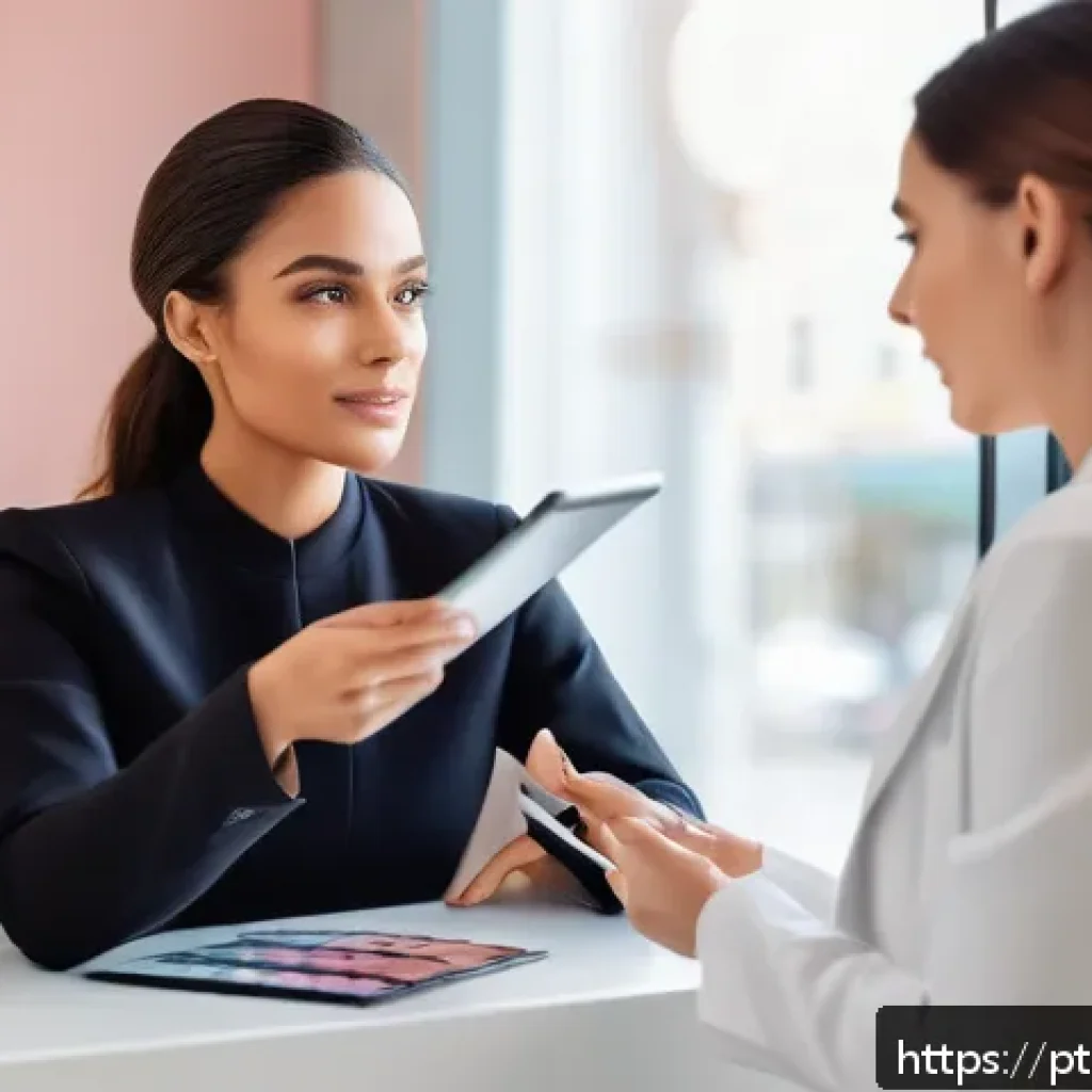 뷰티컨설턴트 새로운 직업군 소개 - A professional beauty consultant attentively listening to a diverse female client in a modern salon ...