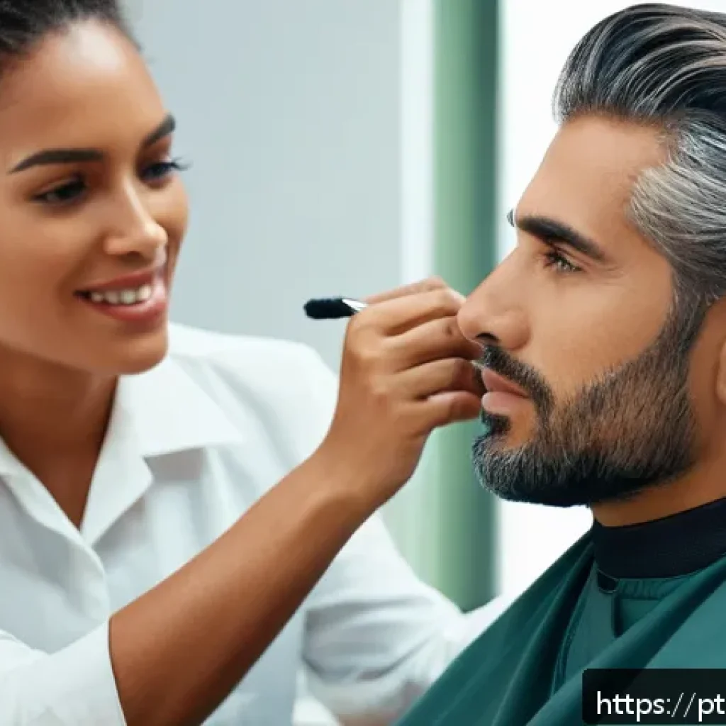 뷰티컨설턴트 헤어 상담 기법 - A professional hair stylist attentively consulting with a diverse adult client in a modern salon env...