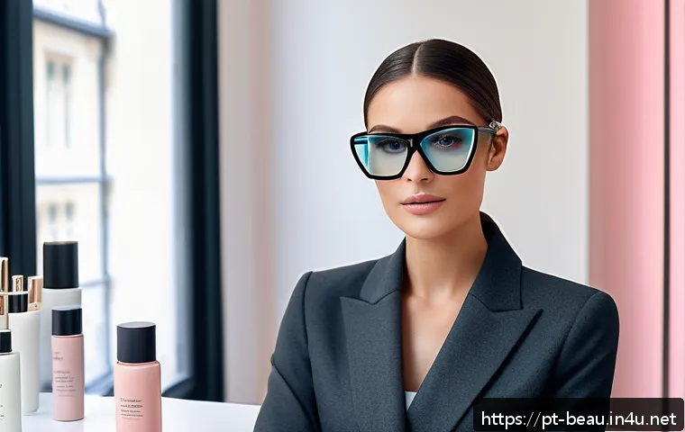 뷰티컨설턴트 국가별 직업 전망 - A sophisticated European beauty consultant in a modern, minimalist salon setting in Paris, wearing e...