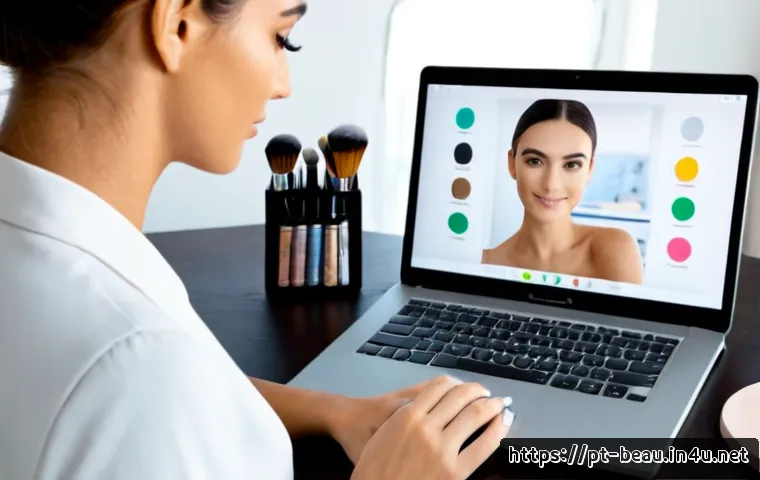 뷰티컨설턴트 관련 자료 탐색법 - Photorealistic beauty consultant in a bright Brazilian home office, comparing skincare ingredient re...